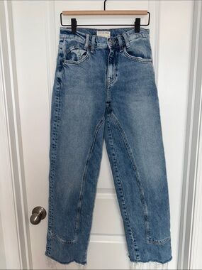 We The Free Light Blue Mid-Waist Paneled Jeans